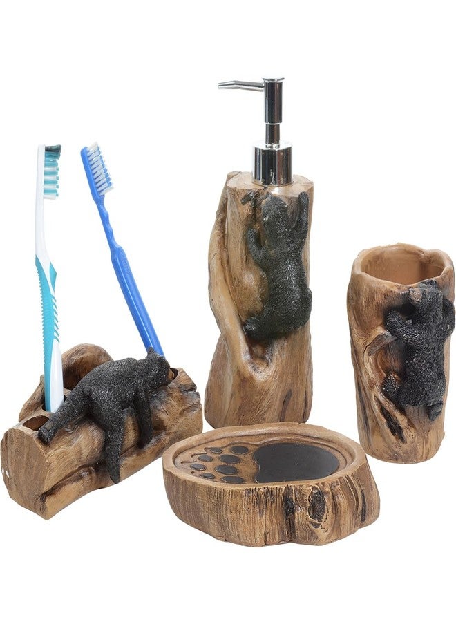 BLACK FOREST DECOR Climbing Black Bears Bath Set - Rustic Lodge Polyresin Bathroom Accessories - Set of 4 - Image 4