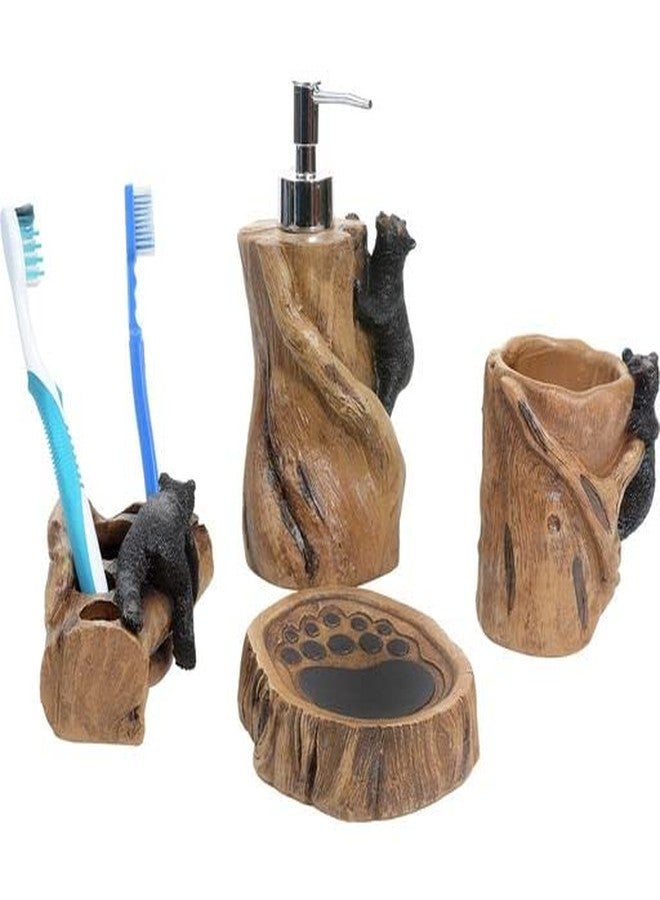 BLACK FOREST DECOR Climbing Black Bears Bath Set - Rustic Lodge Polyresin Bathroom Accessories - Set of 4 - Image 1