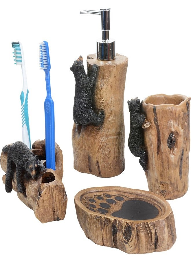 BLACK FOREST DECOR Climbing Black Bears Bath Set - Rustic Lodge Polyresin Bathroom Accessories - Set of 4 - Image 5