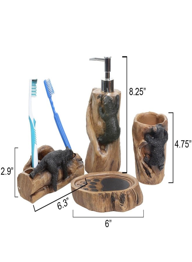 BLACK FOREST DECOR Climbing Black Bears Bath Set - Rustic Lodge Polyresin Bathroom Accessories - Set of 4 - Image 2