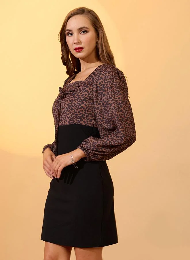 globus Women Brown Sweetheart Neck Bodycon Mini Dress