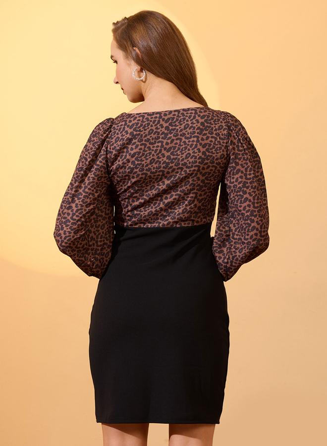globus Women Brown Sweetheart Neck Bodycon Mini Dress - Image 3