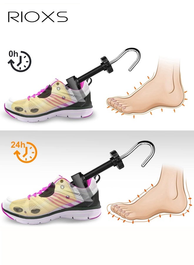 ريوكس مُشكِّلات أحذية للنساء، أشجار أحذية بلاستيكية قوية من فئة الدرجة العالية، 2 قطعة مُشكِّل حذاء، 1 رأس حذاء بمقابض طويلة، 1 كيس تخزين، مُوسِّع حذاء متين قابل للتعديل في الأربعة جوانب، مُشكِّل حذاء متين قابل للتعديل في الطول والعرض، مجموعة أشجار أحذية للفتيات، مقاسات 5.5-10 وحدة أمريكية - Image 4