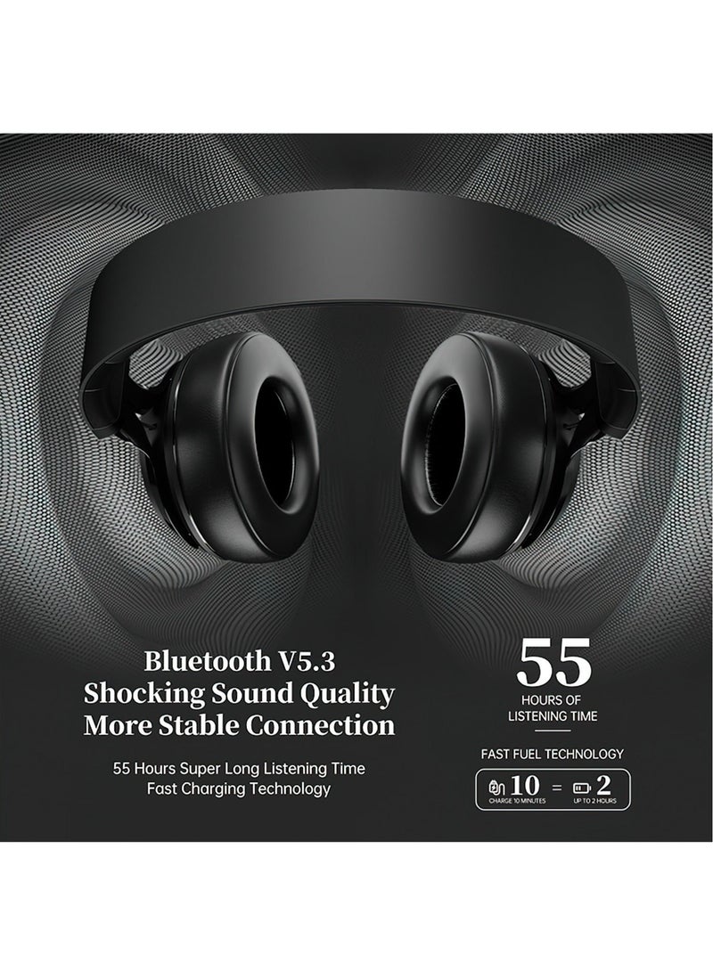 fingertime P1 Heavy Bass Wireless Bluetooth Headset for Sports, for Phone/PC Gaming Earpiece Bluetooth Headphones (Black) - Image 5