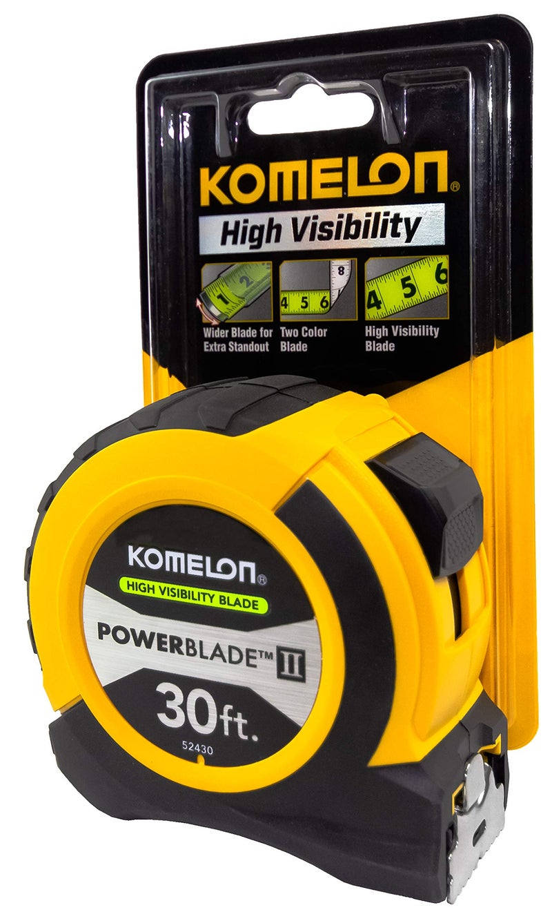Komelon 52430; 30' x 1.06" Powerblade II Tape Measure, ABS Case, Yellow/Black - Image 2