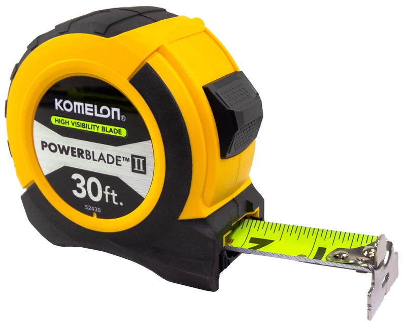 Komelon 52430; 30' x 1.06" Powerblade II Tape Measure, ABS Case, Yellow/Black - Image 5