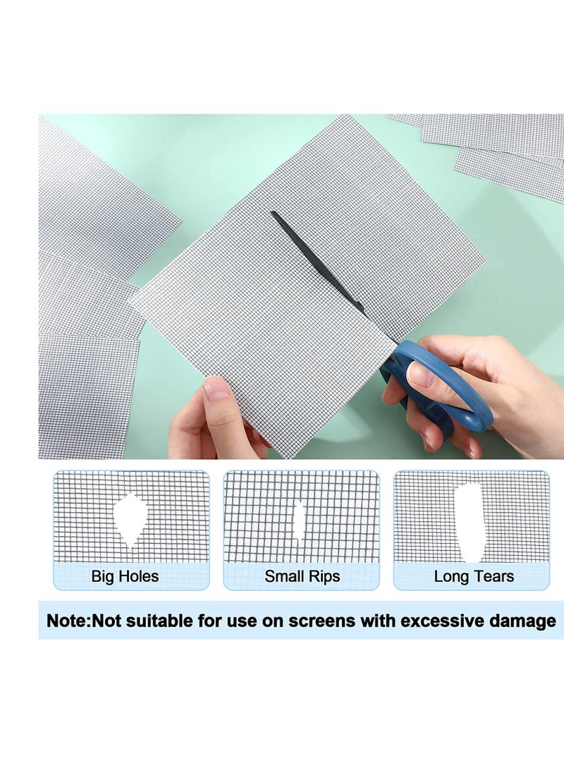 SYOSI - SYOSI Screen Patch Screen Door Repair Kit Window Screen Self Adhesive Repair Kit Mesh Screen Repair Tape Fiberglass Replacement Screens for Windows Doors Tent Net to Cover Holes Grey 32 Pcs - Image 1