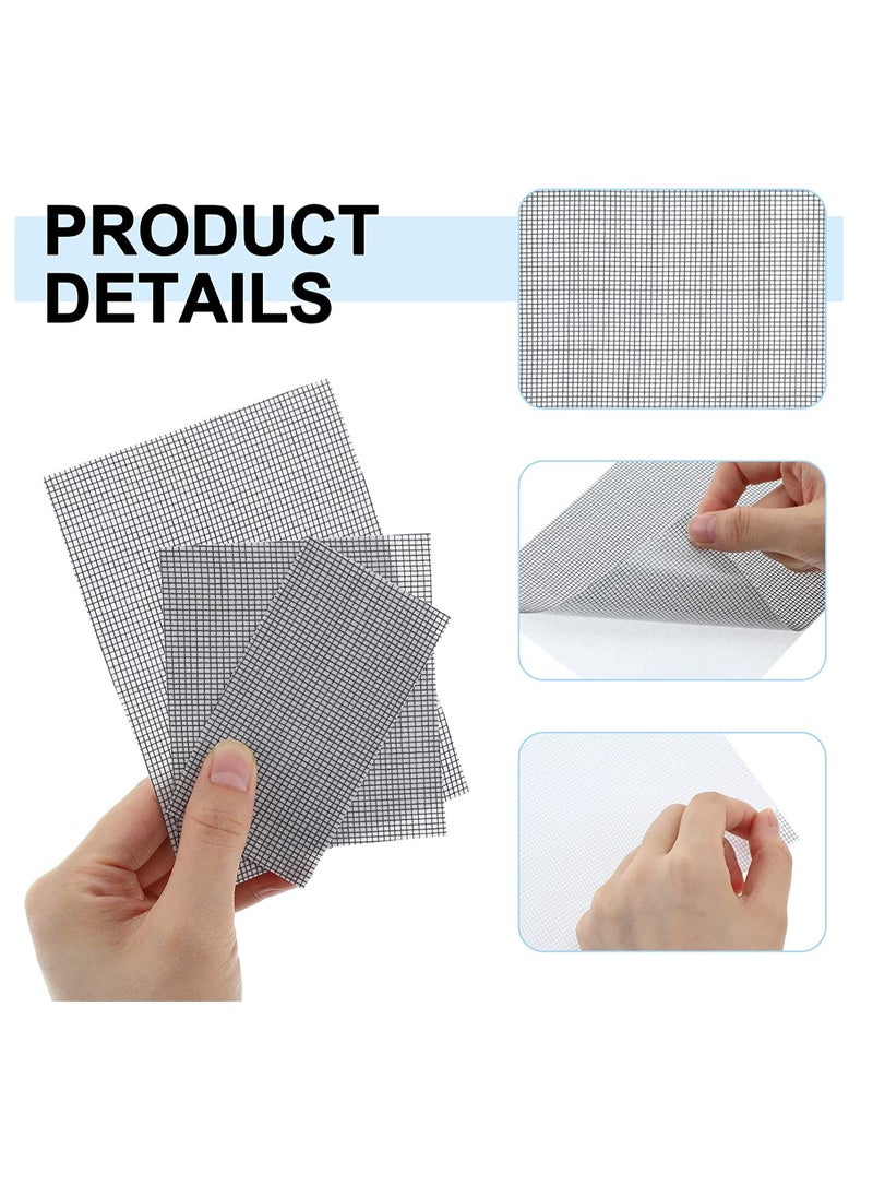 SYOSI - SYOSI Screen Patch Screen Door Repair Kit Window Screen Self Adhesive Repair Kit Mesh Screen Repair Tape Fiberglass Replacement Screens for Windows Doors Tent Net to Cover Holes Grey 32 Pcs - Image 1