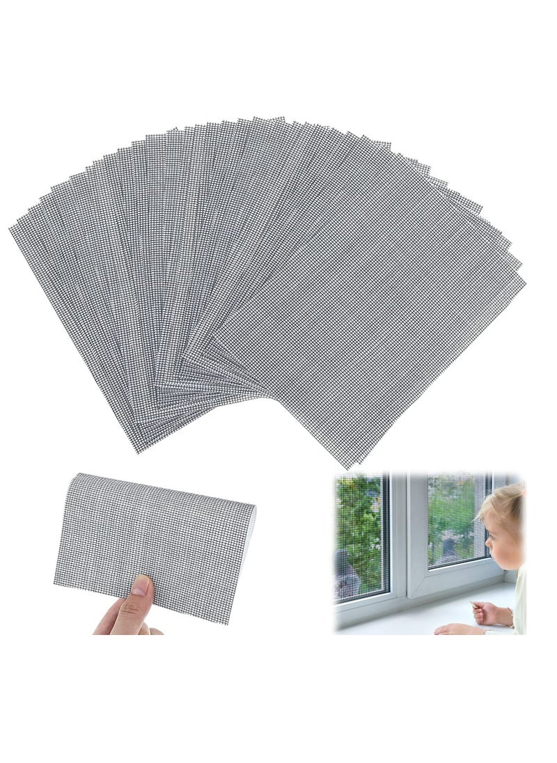 SYOSI - SYOSI Screen Patch Screen Door Repair Kit Window Screen Self Adhesive Repair Kit Mesh Screen Repair Tape Fiberglass Replacement Screens for Windows Doors Tent Net to Cover Holes Grey 32 Pcs - Image 1