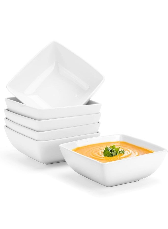 Yedio Porcelain Soup Bowls Set of 6, 28 OZ Square Cereal Bowls, Rice Bowl, for Ice Cream and Dessert Snack, Wedding Party Gift, Microwave Safe Bowl - Image 1