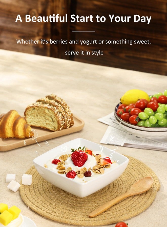 Yedio Porcelain Soup Bowls Set of 6, 28 OZ Square Cereal Bowls, Rice Bowl, for Ice Cream and Dessert Snack, Wedding Party Gift, Microwave Safe Bowl - Image 5