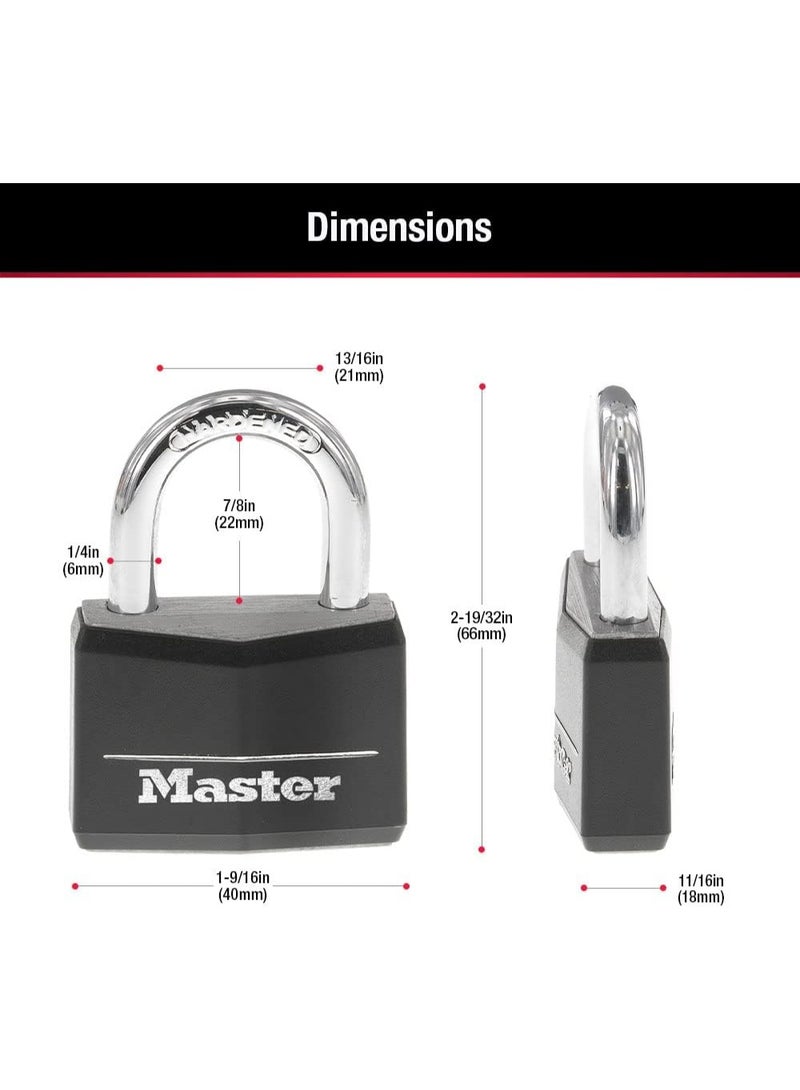 Master Lock Master Lock Covered Padlocks with Key, Outdoor Locks, 2 Pack, 141T, Black  - Image 3
