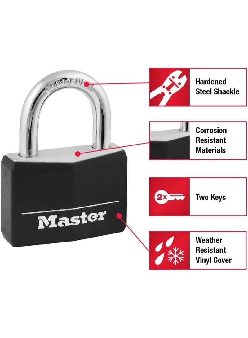 Master Lock Master Lock Covered Padlocks with Key, Outdoor Locks, 2 Pack, 141T, Black  - Image 2