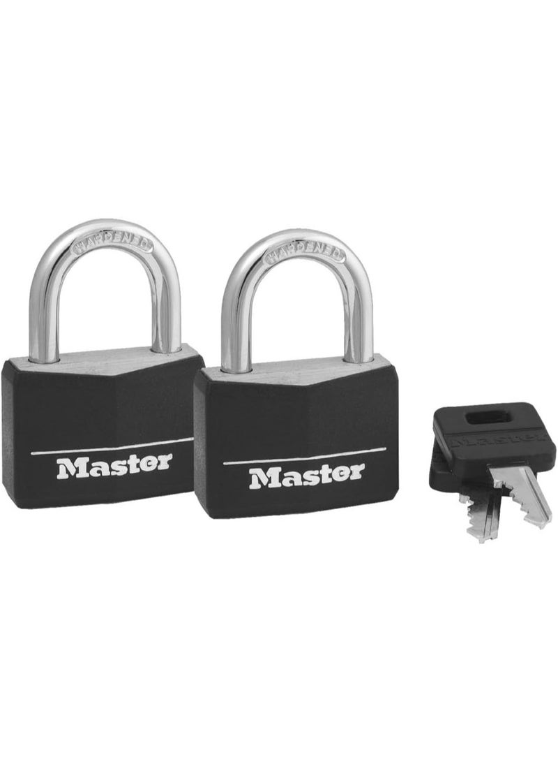 Master Lock Covered Padlocks with Key, Outdoor Locks, 2 Pack, 141T, Black - Image 1