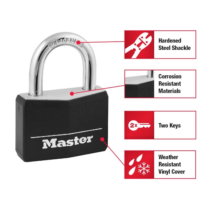 Master Lock Covered Padlocks with Key, Outdoor Locks, 2 Pack, 141T - Image 2