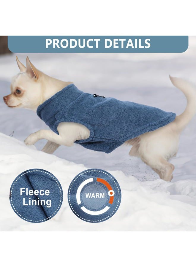 Fleece Puppy Sweater for Small Dogs, Winter Dog Clothes with D-Ring (Blue,Green, Medium) - Image 5