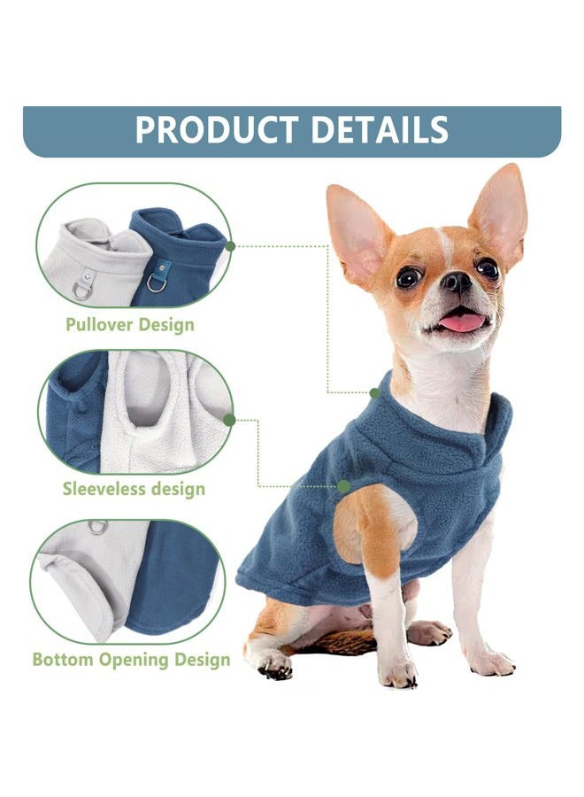 Fleece Puppy Sweater for Small Dogs, Winter Dog Clothes with D-Ring (Blue,Green, Medium) - Image 2