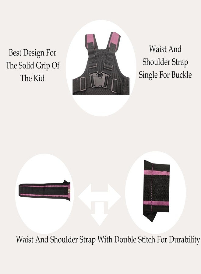 PAX PARROT Kids Safety Belt for Two Wheeler, Bike, Activa & Scotty – Backpack Style with Reflective Straps, Breathable Net, Deer Design, Double-Stitched for Durability (Pink) - Image 4