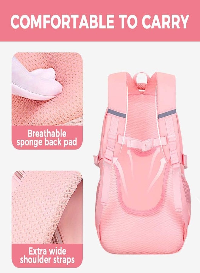MININAI Cute Backpack for Teen Girls Kids Kawaii Bookbag Large School Back Packs Aesthetic Travel Daypack Ages 6-8 8-10 10-12 (Pink,L) - Image 4
