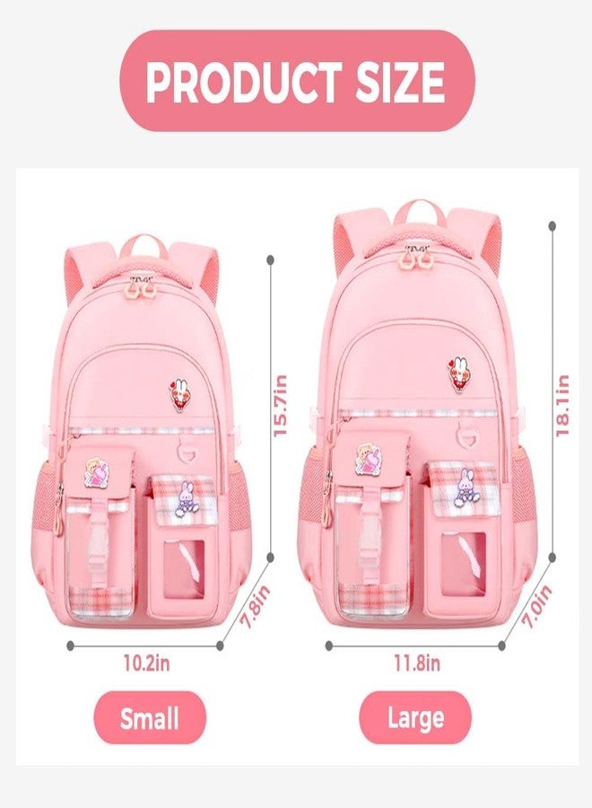 MININAI Cute Backpack for Teen Girls Kids Kawaii Bookbag Large School Back Packs Aesthetic Travel Daypack Ages 6-8 8-10 10-12 (Pink,L) - Image 2
