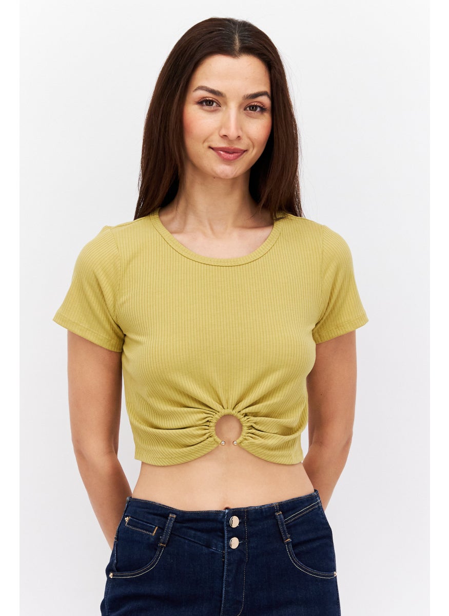 Women Round Neck Short Sleeve Textured Blouse, Mustard - pzsku/ZBD1A85F25DAAA66226C8Z/45/_/1725379578/e3e4a8dd-34a2-489d-aece-5cad22f90435