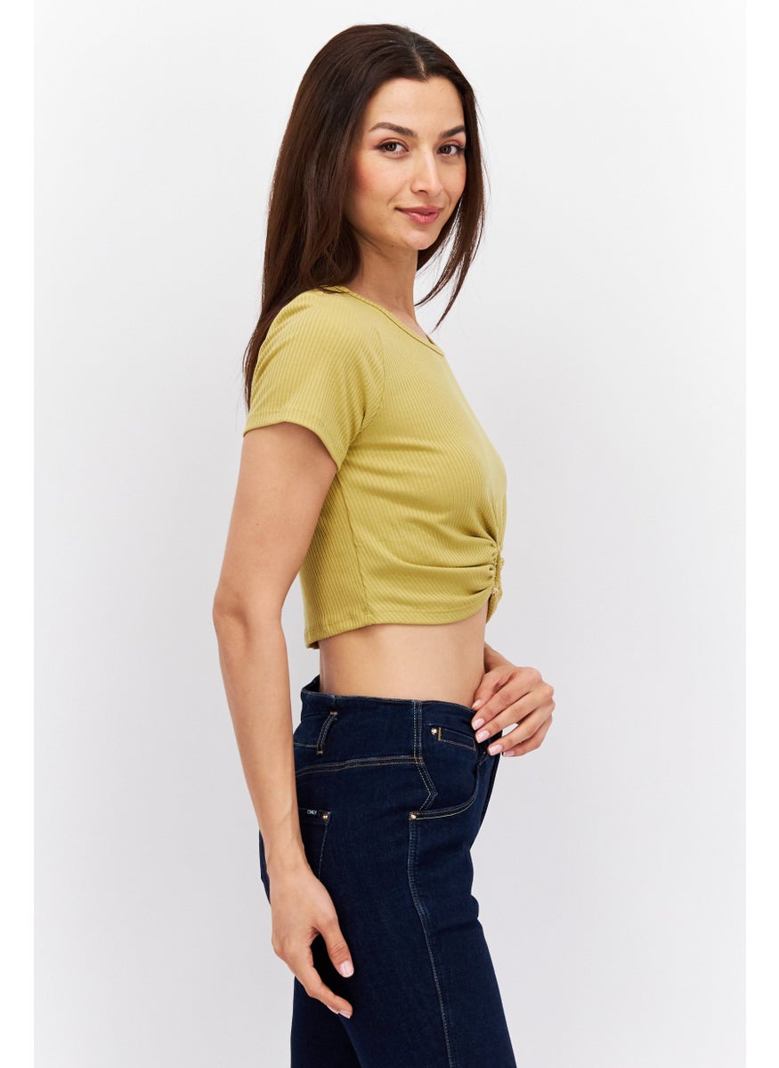 Women Round Neck Short Sleeve Textured Blouse, Mustard - pzsku/ZBD1A85F25DAAA66226C8Z/45/_/1725379582/0656fb16-31d5-47d3-a5cd-9083e179e4ce