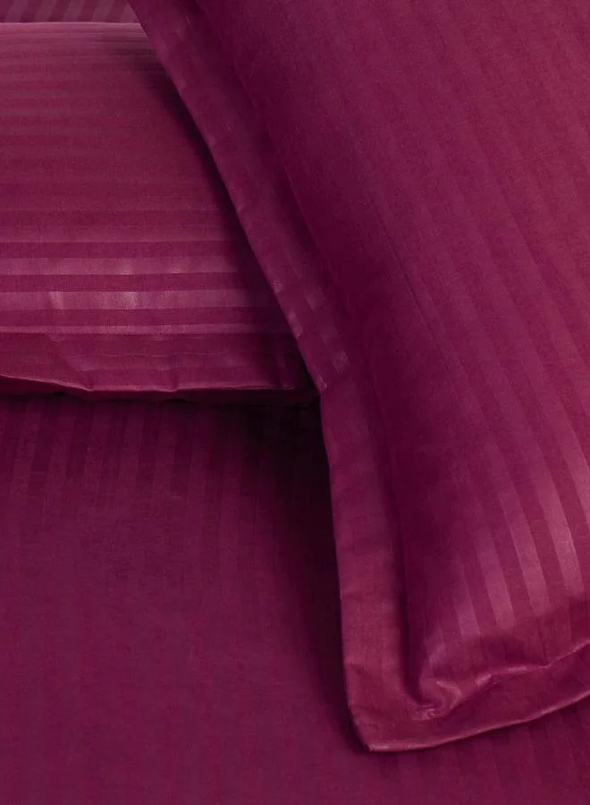 Styli Pack of 2-  Stripe Queen Fitted with Pillow Cover Burgundy