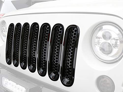 Hooke Road Black JK Grill Inserts Front Grille Mesh Cover Guard for Jeep Wrangler JK 2007-2015 Accessories - Image 2