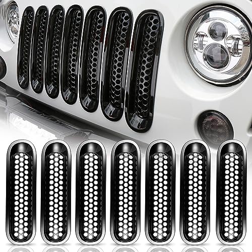 Hooke Road Black JK Grill Inserts Front Grille Mesh Cover Guard for Jeep Wrangler JK 2007-2015 Accessories - Image 4