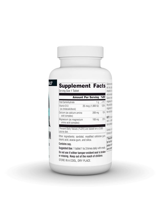 Source Naturals Calcium & Magnesium, Amino Acid Chelate with Vitamin D-3, 300 MG - 100 Tablets  - Image 2