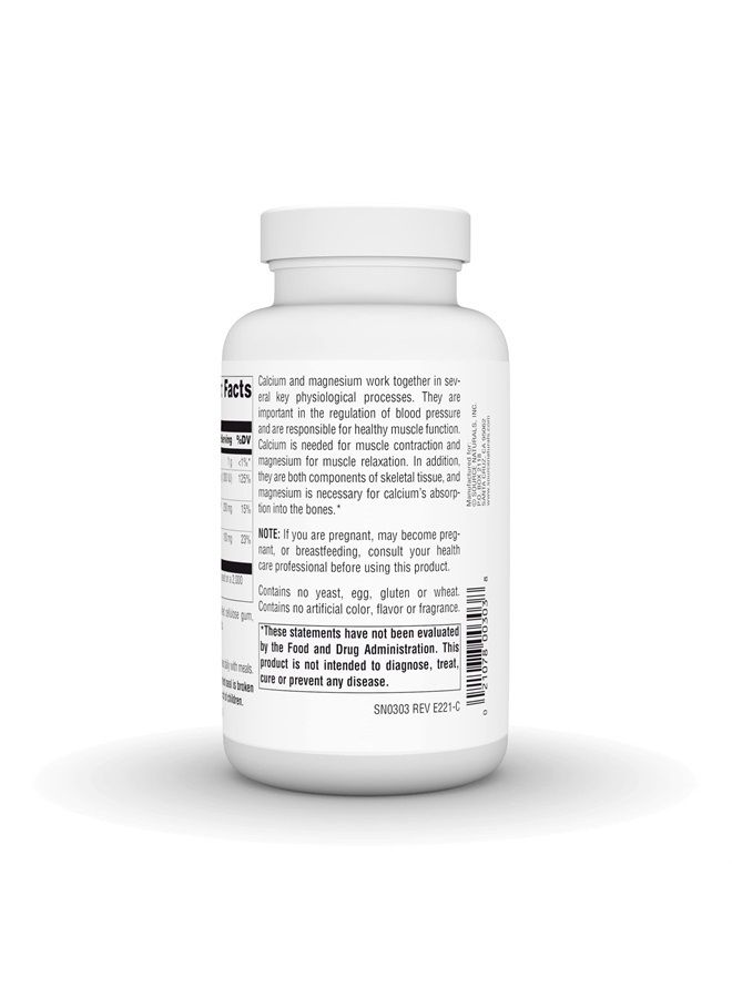 Source Naturals Calcium & Magnesium, Amino Acid Chelate with Vitamin D-3, 300 MG - 100 Tablets  - Image 3
