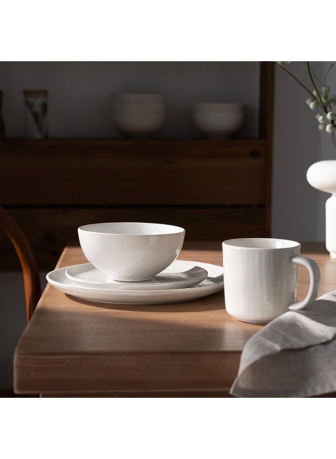 Famiware Moonlight 6 Piece Stoneware Bowls Set with Linen Finish in 5.5 inches, Serving Bowl for Cereal, Soup, Rice, Pasta, Scratch Resistant, Microwave & Dishwasher Safe, White  - Image 2