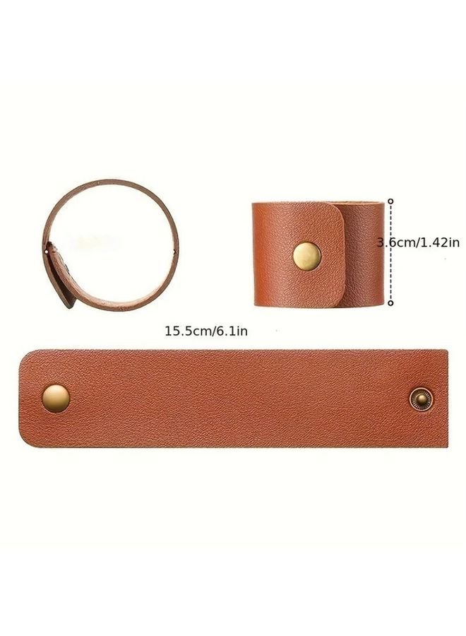 12pcs Dark Brown Napkin Rings With Buckle Closure For Wedding Party Table Decor - Image 3