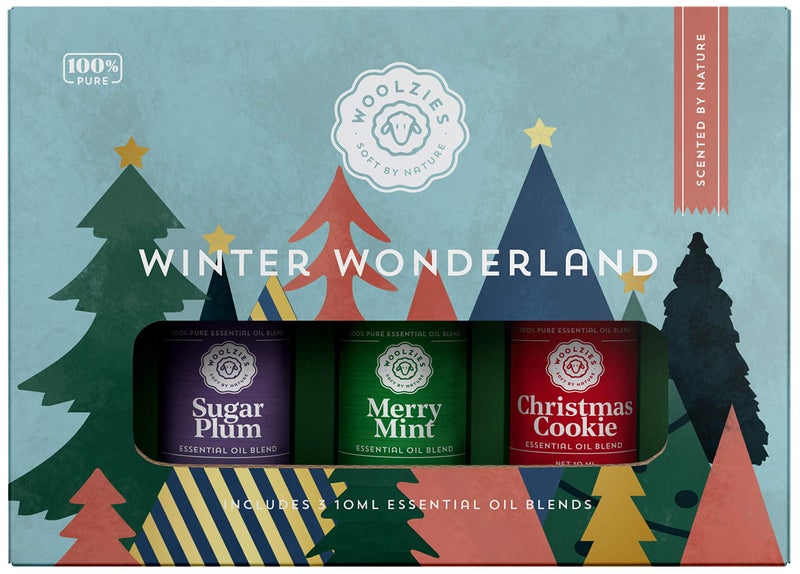 Woolzies Winter Wonderland Holiday Essential Oil Set of 3 Includes Christmas Cookie Sugar Plum Merry Mint 10ML