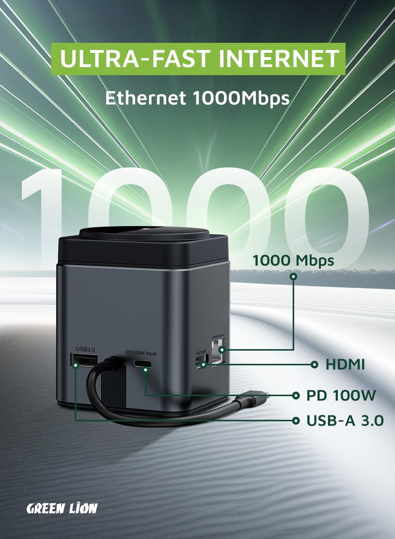 GREEN LION 9 In 1 Type-C Hub Docking with Wireless MagSafe Charging Station 100W PD Type C to HDMI 4K Adapter, USB Hub 3.0 5Gbps Compatible MacBook Pro/Air 2023 M2/M1, iPad Pro/Air, HP, Dell, ASUS, Lenovo  - Image 3
