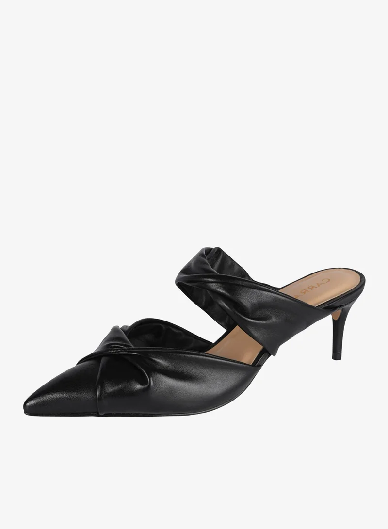 Carrano Black Carrano Ladies Open Back Mule Thin Heel Leather 439001 Cab102 for Women | Best Price UAE
