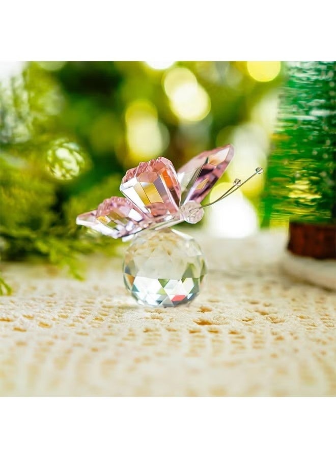 Purple Crystal Flying Butterfly with Crystal Ball Base Figurine Collection Cut Glass Ornament Statue Animal Collectible - Image 3
