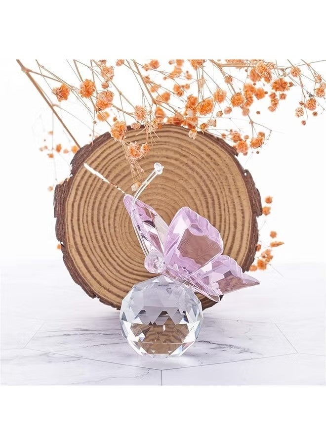 Purple Crystal Flying Butterfly with Crystal Ball Base Figurine Collection Cut Glass Ornament Statue Animal Collectible - Image 5