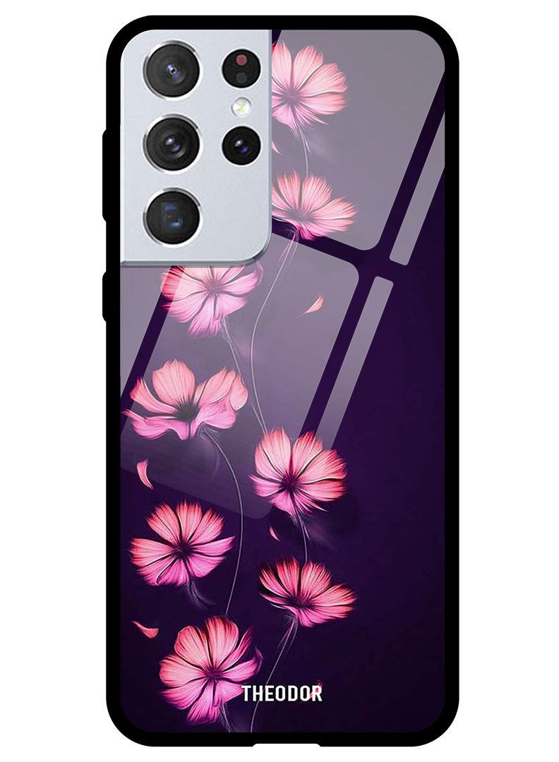 Theodor Protective Tempered Glass Case Cover Samsung Galaxy S21 ULTRA Smotth Flower - Image 1