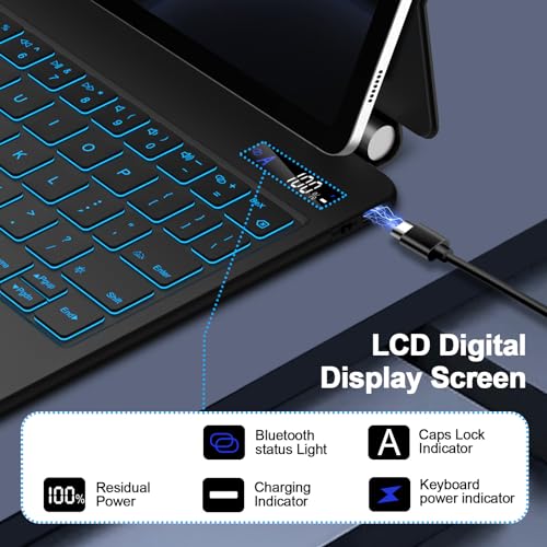 GOOJODOQ Magnetic Keyboard for Samsung Galaxy Tab S9 Fe/S9/S8/S7 11 inch, Magnetic Keyboard Case with Floating Cantilever Stand, Anywhere Touchpad with LCD Display & 7 Colors Backlit Wireless Keyboard - Image 5