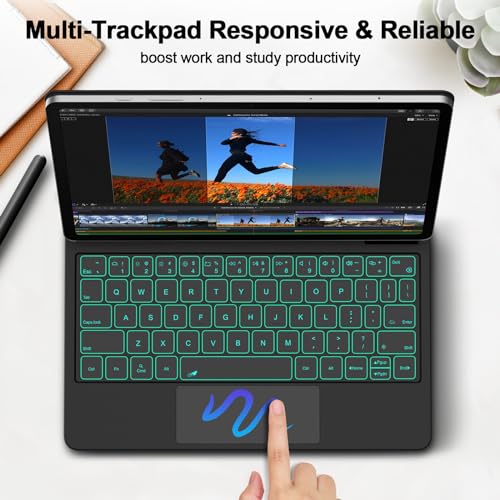 GOOJODOQ Magnetic Keyboard for Samsung Galaxy Tab S9 Fe/S9/S8/S7 11 inch, Magnetic Keyboard Case with Floating Cantilever Stand, Anywhere Touchpad with LCD Display & 7 Colors Backlit Wireless Keyboard - Image 3