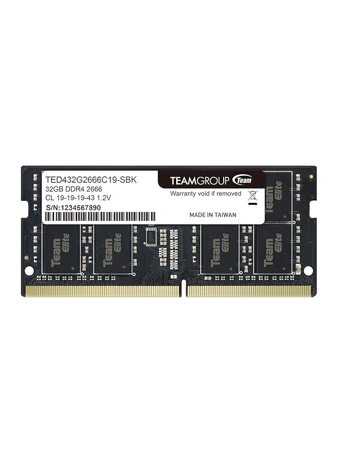 TeamGroup - Elite Ddr4 32Gb Single 2666Mhz Pc4 21300 Cl19 Unbuffered Non Ecc 1.2V Sodimm 260 Pin Laptop Notebook Pc Computer Memory Module Ram Upgrade Ted432G2666C19 S01 1X 32Gb Single - Image 1