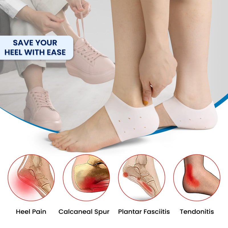 Pnrskter Plantar Fasciitis Gel Heel Protectors - 3 Pairs Heel Cups for Women & Men Heels Pain Relief - Heel Pads Cushions for Achilles Tendonitis Dry Cracked Heel Support Cushion - Image 4