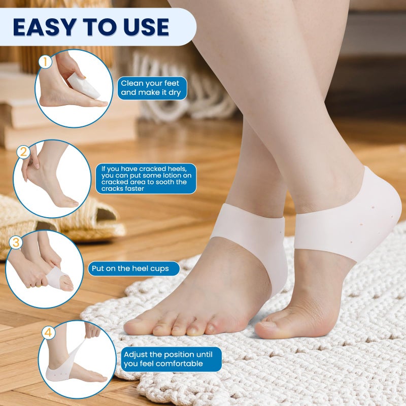 Pnrskter Plantar Fasciitis Gel Heel Protectors - 3 Pairs Heel Cups for Women & Men Heels Pain Relief - Heel Pads Cushions for Achilles Tendonitis Dry Cracked Heel Support Cushion - Image 3