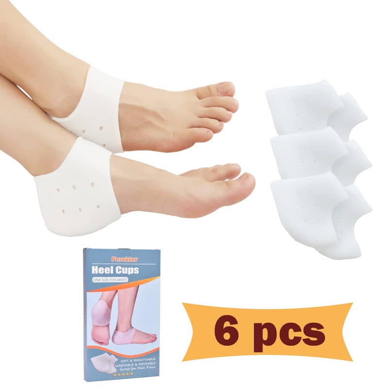 Pnrskter Plantar Fasciitis Gel Heel Protectors - 3 Pairs Heel Cups for Women & Men Heels Pain Relief - Heel Pads Cushions for Achilles Tendonitis Dry Cracked Heel Support Cushion - Image 1