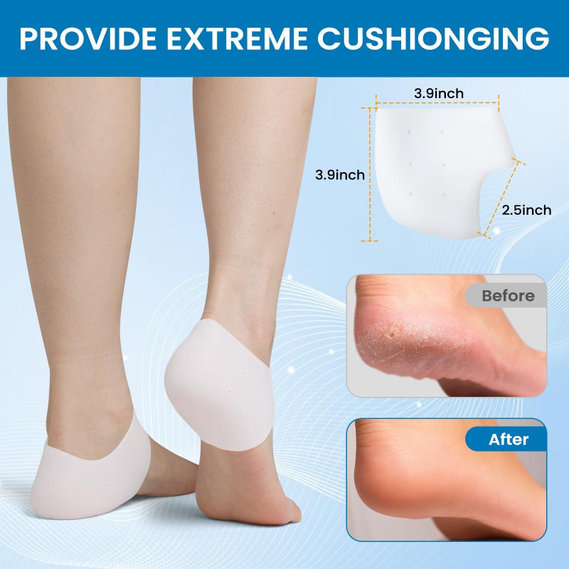 Pnrskter Plantar Fasciitis Gel Heel Protectors - 3 Pairs Heel Cups for Women & Men Heels Pain Relief - Heel Pads Cushions for Achilles Tendonitis Dry Cracked Heel Support Cushion - Image 5