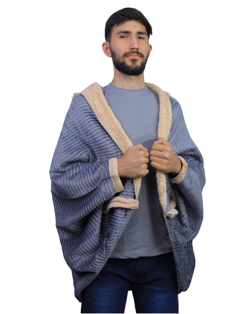 نومي - شال شتوي بفرو ناعم مقلم - Image 1