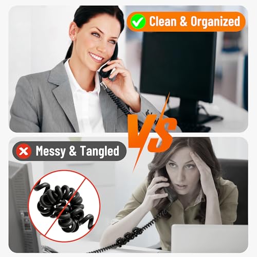 Uvital Telephone Cord Detangler, Anti-Tangle Telephone Handset Cable 360 Degree Rotating Landline Swivel Cord Untangler Black (4 Pack) - Image 2