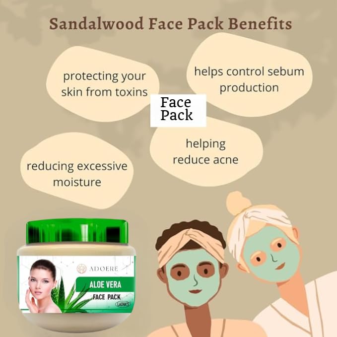 ADOERE Face Pack For Skin Brightening And Glowing Reduce Acne Control Excess Oil Suitable For All Skin Types Parben Free Face Pack 360ml Aloe Vera - Image 2