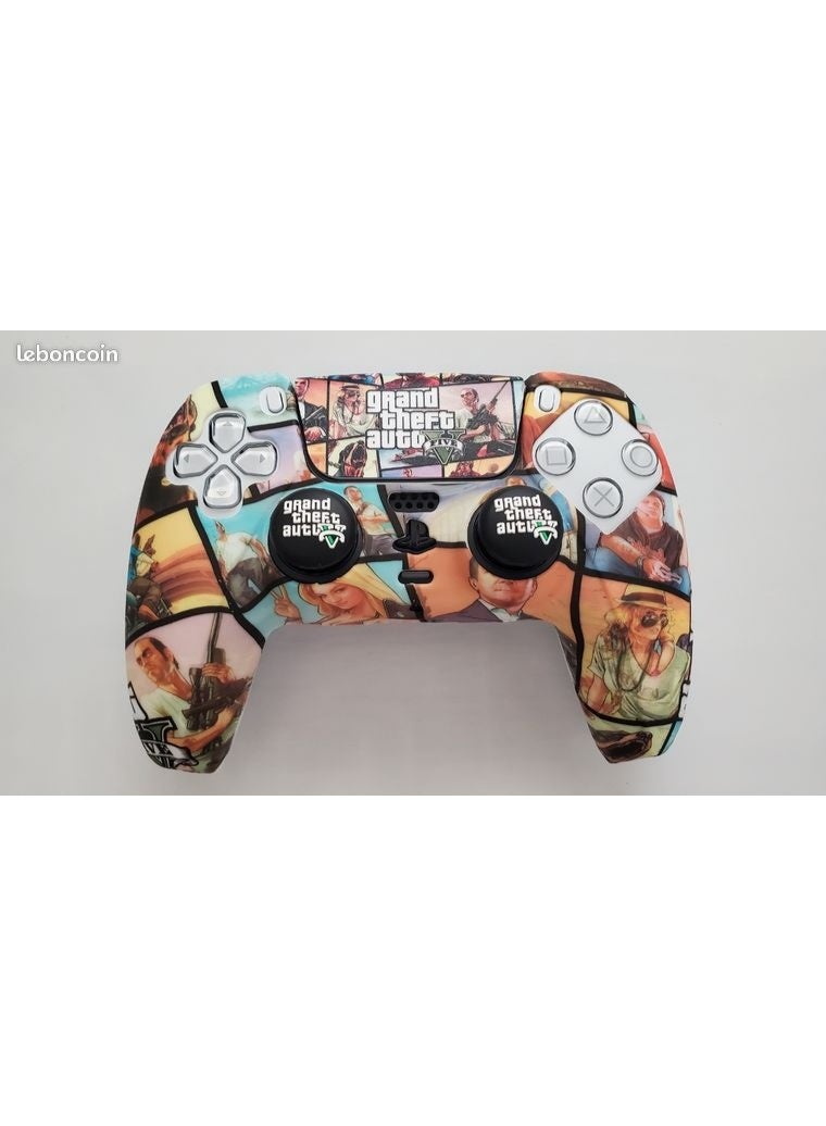 غطاء سيليكون لجهاز تحكم PS5 مع مقابض للإبهام (GTA 5)